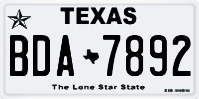TX license plate BDA7892