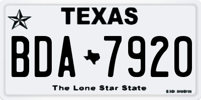 TX license plate BDA7920
