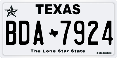 TX license plate BDA7924