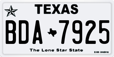 TX license plate BDA7925