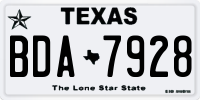TX license plate BDA7928
