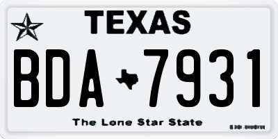 TX license plate BDA7931