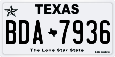 TX license plate BDA7936
