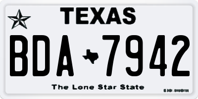 TX license plate BDA7942