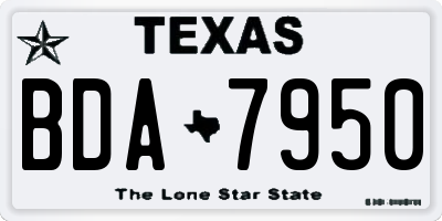 TX license plate BDA7950
