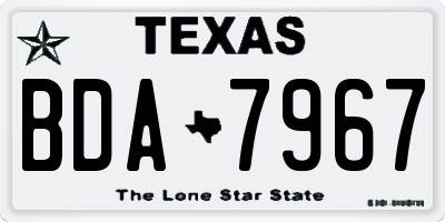 TX license plate BDA7967