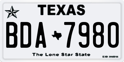 TX license plate BDA7980