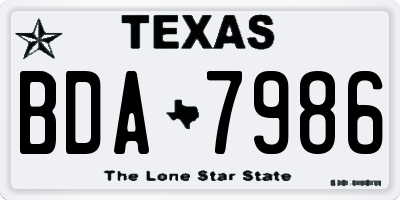 TX license plate BDA7986