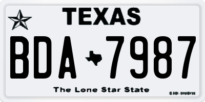 TX license plate BDA7987
