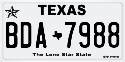 TX license plate BDA7988