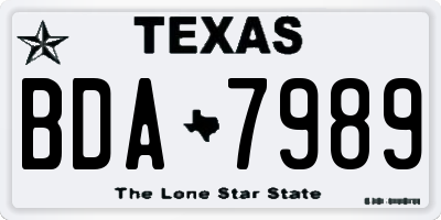 TX license plate BDA7989
