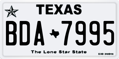 TX license plate BDA7995