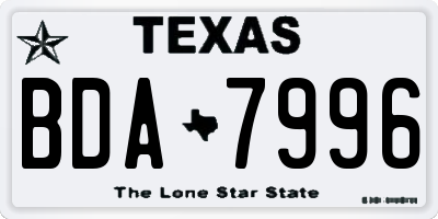 TX license plate BDA7996
