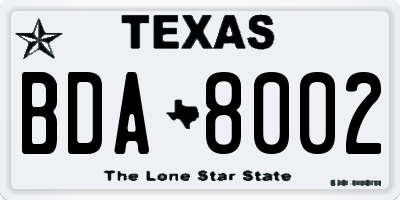 TX license plate BDA8002