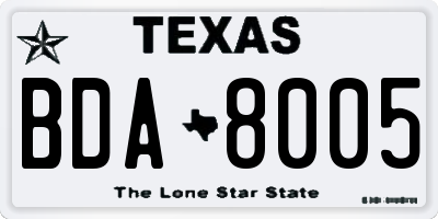 TX license plate BDA8005