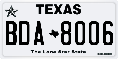 TX license plate BDA8006