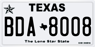 TX license plate BDA8008