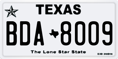 TX license plate BDA8009