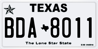 TX license plate BDA8011