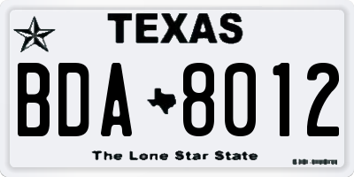 TX license plate BDA8012