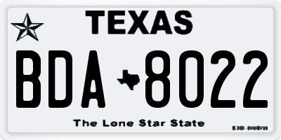 TX license plate BDA8022
