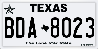 TX license plate BDA8023