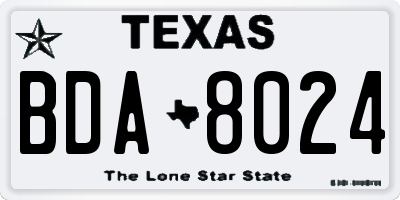 TX license plate BDA8024