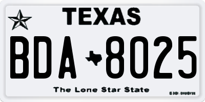 TX license plate BDA8025