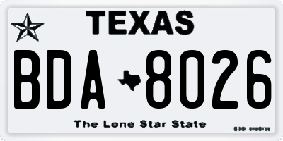 TX license plate BDA8026