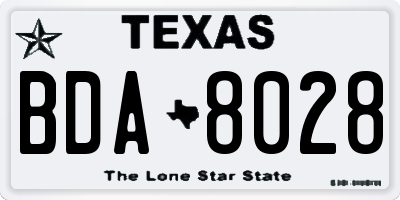 TX license plate BDA8028