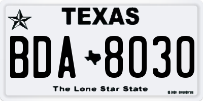 TX license plate BDA8030
