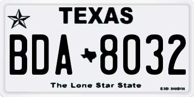 TX license plate BDA8032