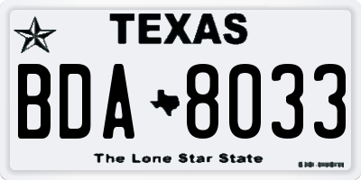 TX license plate BDA8033