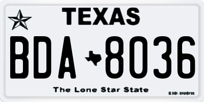 TX license plate BDA8036
