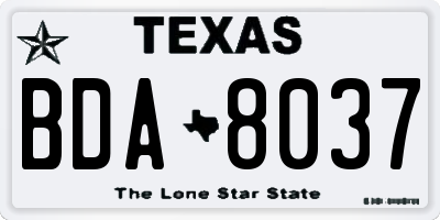 TX license plate BDA8037