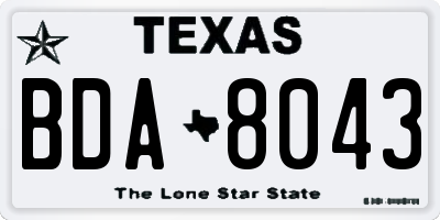 TX license plate BDA8043