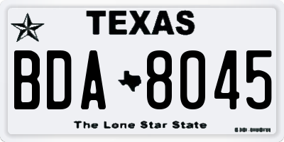 TX license plate BDA8045