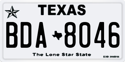 TX license plate BDA8046
