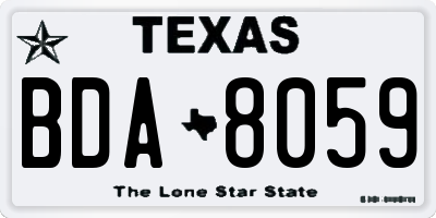 TX license plate BDA8059