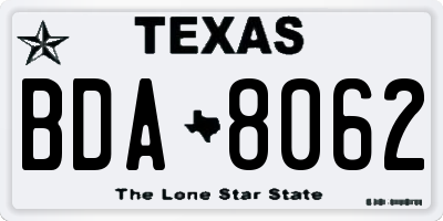 TX license plate BDA8062