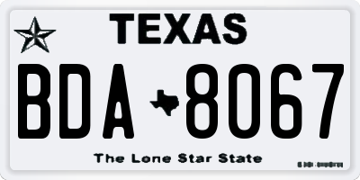 TX license plate BDA8067