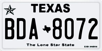 TX license plate BDA8072