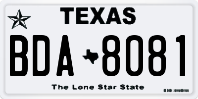 TX license plate BDA8081