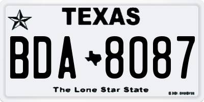 TX license plate BDA8087