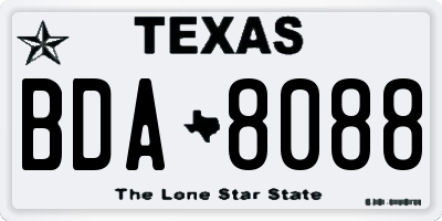 TX license plate BDA8088