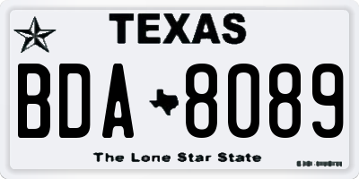 TX license plate BDA8089