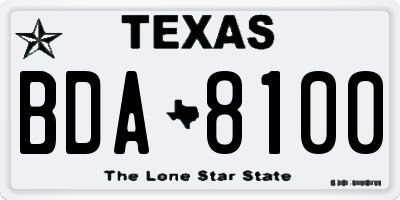 TX license plate BDA8100