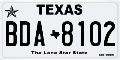 TX license plate BDA8102