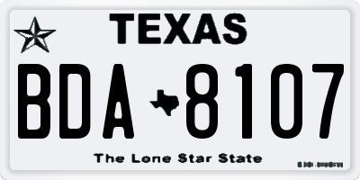 TX license plate BDA8107