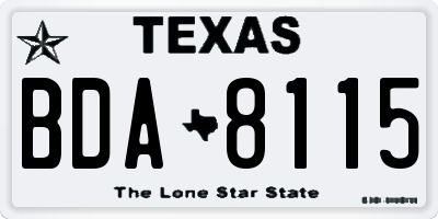 TX license plate BDA8115